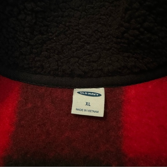 Old Navy Sherpa Buffalo Plaid Red Black 1/4 Zip Pullover NWT - XL - Picture 5 of 12